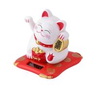 ciciglow Chat Porte-Bonheur à énergie Solaire Chat Ondulant Japonais Bonne Chance Décoration de Bureau pour la Maison Voiture Bureau pour Vos Amis Collègues(Blanc)