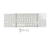 ciciglow Clavier Bluetooth Pliable avec Pavé Tactile, Clavier sans Fil Portable 63 Touches Clavier Pliant de Poche Rechargeable USB pour iOS, pour Windows, pour Android(Argent Blanc)