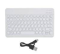 ciciglow Clavier Bluetooth sans Fil, 10 Pouces Clavier Rechargeable Ultra-Mince Clavier de Style Ciseaux Accessoires Informatiques RoundCap pour Smartphones, Tablettes, Ordinateurs Portables(Blanche)