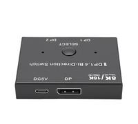 ciciglow Commutateur DisplayPort 16K HDR10, Convertisseur Bidirectionnel 2 en 1 pour Moniteurs et Projecteurs de Jeu, Alliage D'aluminium