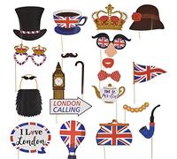 ciciglow Décorations de Fête Nationale Britannique Drapeau du jubilé de Platine Accessoires de Photomaton pour Montrer les Valeurs Patriotiques et Célébrer un événement Monumental 180 G 20 Pièces