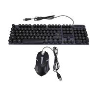 ciciglow Ensemble Clavier et Souris de Machine à écrire Rétro-éclairé Rvb, pour Le Travail de Jeu, Résistant aux éclaboussures, Filaire USB, Capuchons de Touches Ronds Rétro Punk (Ensemble Punk Noir