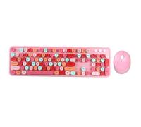 ciciglow Ensemble Clavier et Souris Fil, Ensemble Clavier et Souris Fil 2.4G, Capuchon de Touche à Suspension Circulaire Compatible avec Ordinateur Portable (Pink)