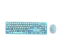 ciciglow Ensemble Clavier et Souris Fil, Ensemble Clavier et Souris Fil 2.4G, Capuchon de Touche à Suspension Circulaire Compatible avec Ordinateur Portable (Blue)