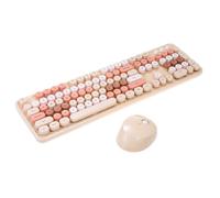 ciciglow Ensemble Clavier et Souris Fil, Ensemble Clavier et Souris Fil 2.4G, Capuchon de Touche à Suspension Circulaire Compatible avec Ordinateur Portable (Brun Clair)