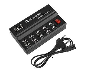 ciciglow Hub USB, Station de Charge de Hub USB 12 Ports 5V 10A Chargeur Rapide Répartiteur USB de Voyage à Domicile pour Téléphone Portable/tablette/MP3/MP4(Prise européenne)