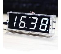 ciciglow Kit D'horloge Numérique LED DIY 4pcs, Kit D'horloge Numérique DIY, Ensemble D'horloge électronique, avec Affichage Automatique, pour Les Amateurs D'électronique, Compatible(Blanche)