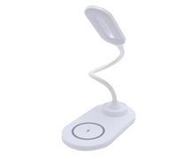 ciciglow Lampe de Bureau LED avec Ports USB, Réglable à 360°, Lampe de Lecture LED pour le Soin des Yeux, Lampe de Table avec Chargeur sans Fil pour Téléphone et écouteurs (WHITE)
