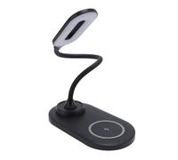 ciciglow Lampe de Bureau LED avec Ports USB, Réglable à 360°, Lampe de Lecture LED pour le Soin des Yeux, Lampe de Table avec Chargeur sans Fil pour Téléphone et écouteurs (BLACK)