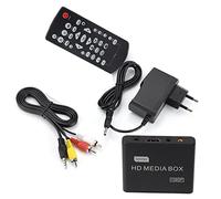 ciciglow Lecteur Multimédia Vidéo, Lecteur Multimédia Full HD Mini Box Lecture USB, Disque Dur Mobile, Prise en Charge de la Carte SD Sortie HDMI/YUV/AV Lecteur Multimédia D'accès à(EU Plug)