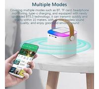 ciciglow Mini Machine de karaoké avec Haut-parleurs, Volume Réglable BT5.3 pour Le Chant en Famille, Puce de Réduction du Bruit DSP, Kit de Micro Portable, Lumières Colorées (White)