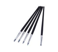 ciciglow Outils de Sculpture en Argile de Cire de Silicone Flexible pour la Fabrication de Poterie - Ensemble de Stylos Confortables de 5 Pièces avec Poignées en Bois pour les Artistes Créatifs