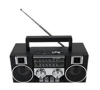 ciciglow Portable FM AM SW Radio Radio Full Band, Clear Sound Retro Quality Radio, Radio Portable avec Haut-Parleur RVB Bluetooth pour Garden Park Bathroom (Black)