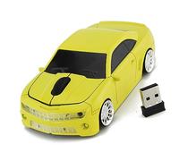 ciciglow Souris D'ordinateur sans Fil, Souris sans Fil 2,4 G en Forme de Voiture de Sport, Capteur de Haute Précision, Souris à économie D'énergie (Yellow)