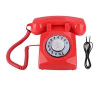 ciciglow Téléphone Vintage, Téléphone Fixe à Cadran Rotatif Rétro Téléphone Classique Authentique Sonnette de Cloche Téléphone Filaire Téléphone Fixe pour Bureau à Domicile Hôtel(Rouge)