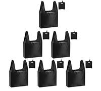 CiCiGo Grands Sacs Réutilisables Shopping Lavables Pliables 6 Packs Sacs d'Epicerie Robustes Légers Pliables Sac Cadeaux Durable Polyester Noir