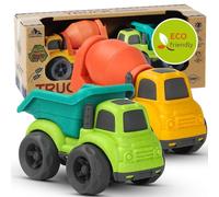 Cicili Coffret Petite Voiture Enfant, 2 Petites Voitures Jouets Mini Cars, Camion Plastique Biologique, Voiture Enfant Garçons Filles Jouets de Sable Véhicules à Friction pour Enfants 1 2 3 Ans, Vert