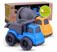 Cicili Coffret Petite Voiture Enfant, 2 Petites Voitures Jouets Mini Cars, Camion Plastique Biologique, Voiture Enfant Jouets de Sable Véhicules à Friction pour Enfants 1 2 3 Ans, Bleu