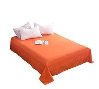 Cicilin Drap Plat en Coton, Tissu Extensible, Respirant et Doux, 2 Personnes, Orange 245 * 250CM