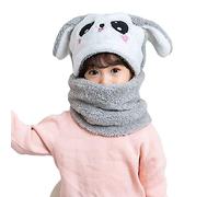 Cicilin Enfant Bonnet Bébé Peluche Cagoule Calotte Automne Hiver Filles Garçons Châles Capot Capuche Chaud Chapeau Bonnet Cache Cou Enfant Cagoule Hat (Lapin Gris, M)