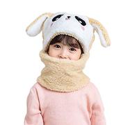 Cicilin Enfant Bonnet Bébé Peluche Cagoule Calotte Automne Hiver Filles Garçons Châles Capot Capuche Chaud Chapeau Bonnet Cache Cou Enfant Cagoule Hat (Lapin Kaki, L)