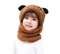 Cicilin Enfant Bonnet Bébé Peluche Cagoule Calotte Automne Hiver Filles Garçons Châles Capot Capuche Chaud Chapeau Bonnet Cache Cou Enfant Cagoule Hat (Panda Marron, M)
