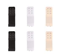 Cicilin Extensions pour Soutien-Gorge 6 Pièces Soutien-Gorge Extender Bra Extender Soutien-Gorge Extension, 3 Rangées 2 Crochets (2 Noir+2 Blanc+2 Beige)