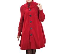 Cicilin Femme Manteau Robe Oversize Poncho Cape Col Montant Hiver Vintage Single-Breasted A-Line Manteau Taille FR 46 (Asian L) Rouge