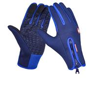 Cicilin Gants de Cyclisme, Gants d’Hiver Tactile Chaud Coupe-Vent Étanche Antidérapant Respirant Hommes Femmes Idéal pour Bicyclette Moto Ski Snowboard Randonnée Camping Bleu Foncé Silicone S