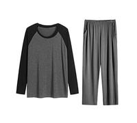 Cicilin Homme Ensemble de Pyjama en Modal Automne Hiver 2 Pièces Hauts Manches Longues et Pantalons Gris Fonce 3XL