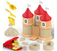 CICIPLAY Sable Magique pour Enfant, 750g Sable Jeu avec Blocs Construction, Presse à Briques et 3 Outils, Jouet Sensoriel Créatif, Cadeau d'Anniversaire pour Garçons et Filles dès 3 Ans (Château)