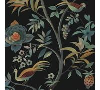 CiCiwind Papier Adhesif pour Meuble Noir Lisse 40CMX3M Film Autocollant Fleuri Oiseaux Meuble Décoratif Papier Peint Adhesif Mural Rouleau Vinyle Autocollant Impermeable pour Cuisine Tables Armoires