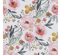 CiCiwind Papier peint auto-adhésif Fleurs 39×500cm Motif floral Meuble Film Rose Blanc Revêtement mural Autoadhésif Imperméable Vinyle Film adhésif pour chambre salon Meubles muraux