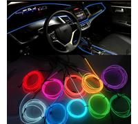 CiCixixi 4 Pièces El Wire Bande Lumineuse pour intérieur de Voiture, 5 m de Fil néon USB 5 V pour décoration intérieure de Voiture Automobile (Violet + Bleu + Rouge + Vert