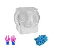 CiCixixi Aquariums Bols à Poissons,Bocal à Poissons, Réservoir de Poissons d’Aquarium Clair,Petits Aquariums pour Tortue Poisson Betta+0.5kg Pierre de Sable Et 2X coraux artificiels