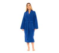 CICK Peignoir de bain éponge de qualité supérieure pour femme très absorbant 100 % coton, design châle, parfait pour les hommes et les femmes en vêtements d'intérieur et cadeaux, bleu marine, L-XL