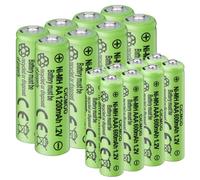 CICMOD Piles Rechargeables Ni-MH, Lot de 16 Batterie Rechargeable AA et AAA, 8Pcs AA 1200mAh et 8Pcs AAA 600mAh 1.2V pour Produits Solaires, électroniques Quotidiens