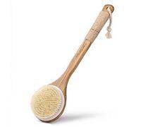 Cicy Bath & Relax Dry Body Brush-Natural Bristles Back Body Scrubber With Long Wooden Handle For Cellulite & Exfoliating