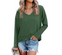 Cicy Bell T-Shirt à Manches Longues et col en V pour Femme | Manches longues, coupe ample, décontracté, basique, haut, manches longues, sweat-shirt, pull, tunique, chemisier