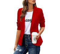 Cicy Bell - Veste décontractée à Manches Longues, Blazer avec Revers, adapté pour Le Bureau et Le Travail, Veste Blazer, Rouge, M