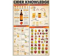 Cider Knowledge - Panneau en métal à suspendre « The Production Process Of Cider » - Affiche rétro pour barman - Guide de référence en aluminium - Décoration murale pour bars, vignobles et fermiers