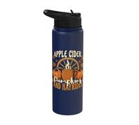 Cidre de pomme citrouille Hayrides Saison de cueillette de pommes Mignon automne Stainless Steel Insulated Water Bottle