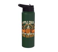 Cidre de pomme citrouille Hayrides Saison de cueillette de pommes Mignon automne Stainless Steel Insulated Water Bottle
