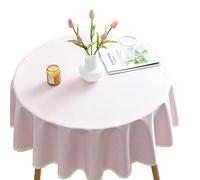 CIEEIN CIEHT Coton Lin Nappe Ronde Diamètre 120cm-280cm Hôtel Restaurant Imperméable Facile Nettoyer Rose 200cm de diamètre