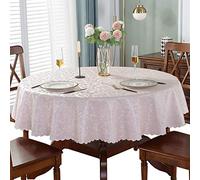 CIEEIN CIEHT Nappe Etanche Preuve d'huile Anti-brûlure Pas de Lavage Hôtel Usage Domestique Nappe Ronde Style européen Rose-FR 140cm de diamètre