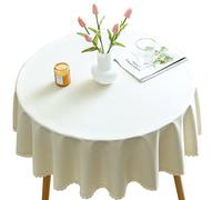 CIEEIN CIEHT Nappe Ronde imperméable en Coton et Lin Facile à Nettoyer Beige 240cm de diamètre