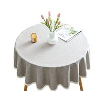CIEEIN CIEHT Nappe Ronde imperméable en Coton et Lin Facile à Nettoyer Gris Clair 260cm de diamètre
