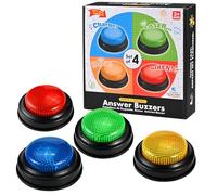 Cieex Buzzer Blind Test avec Audio, Lot de 4 Buzzer sonore et Lumineux Amusant pour Famille et Fêtes Entre Amis, Idée Cadeau pour Enfants et Adultes