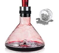 Cieex Carafe à Décanter Vin avec Billes de Nettoyage 1.5L Borosilicate de Soufflés Carafe Vin Aérateur et bec Verseur 2 en 1 Cadeau Coffret Vin Créatif pour Amateurs de Vin