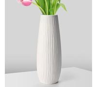 Cieex Vase en Céramique Blanc Vase Decoratif avec Rainures Petit Vase Deco Table pour Mariage, Maison, Table à Manger, Couloir, Bibliothèque, Salon